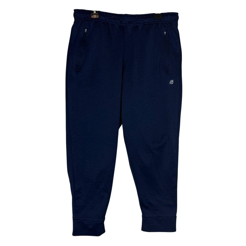 Eddie Bauer Pants Mens Large Blue Fleece Joggers Zip Pocket Athletic Stretch